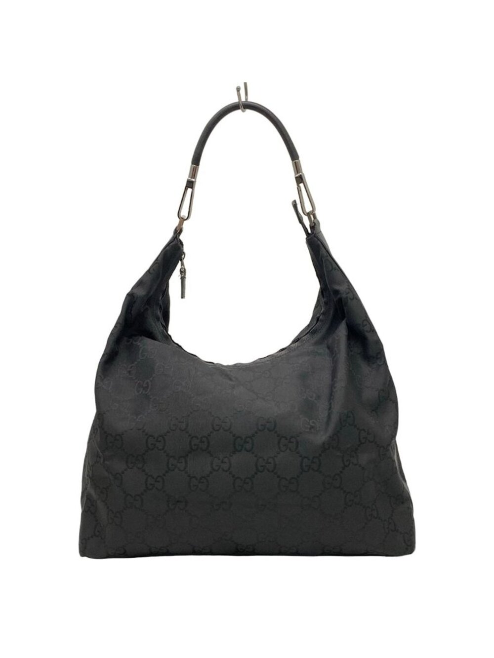 Gucci Shoulder Bag GG Pattern Black Leather